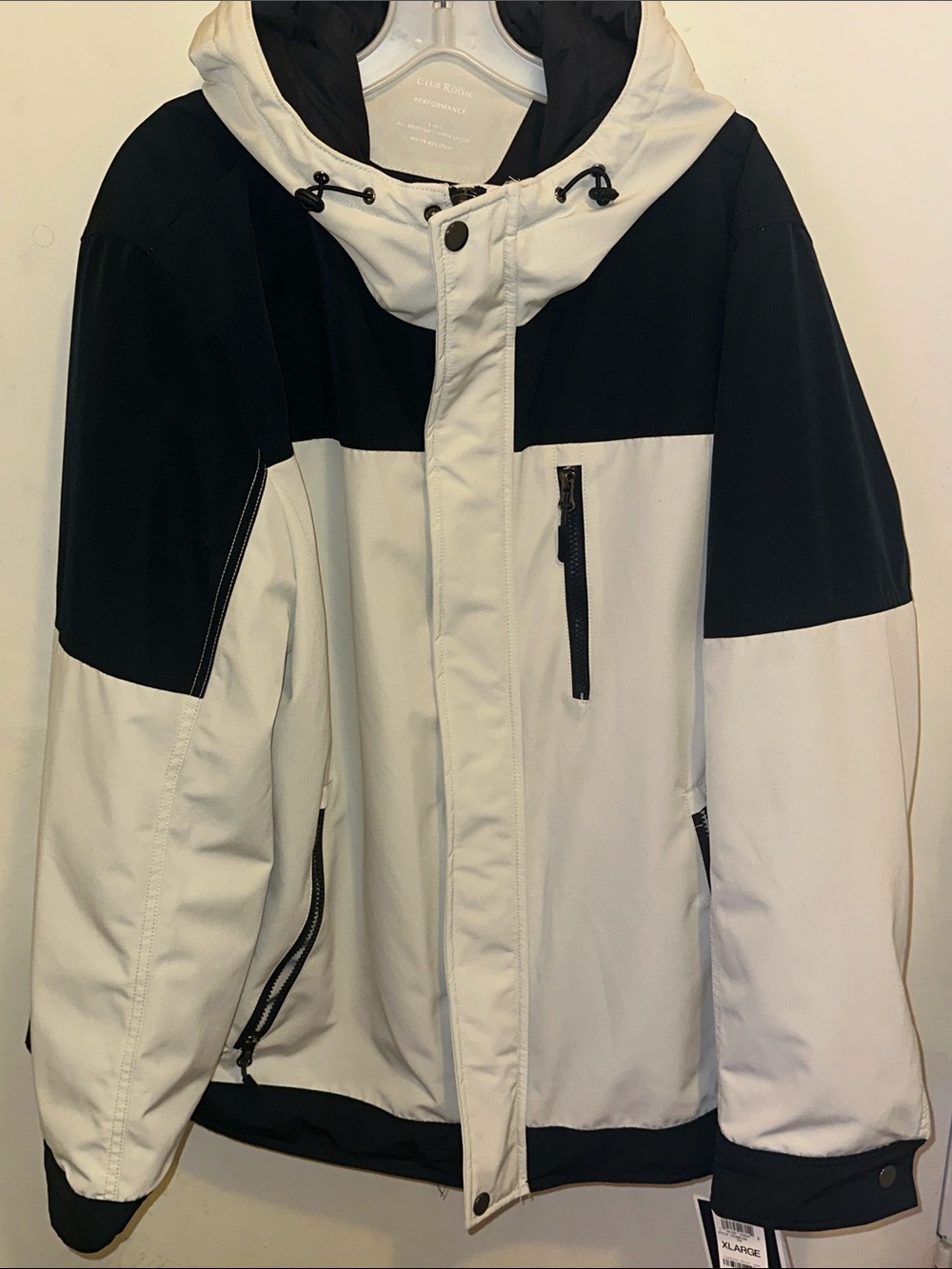 Men's Hooded Ski Jacket - Blue & White